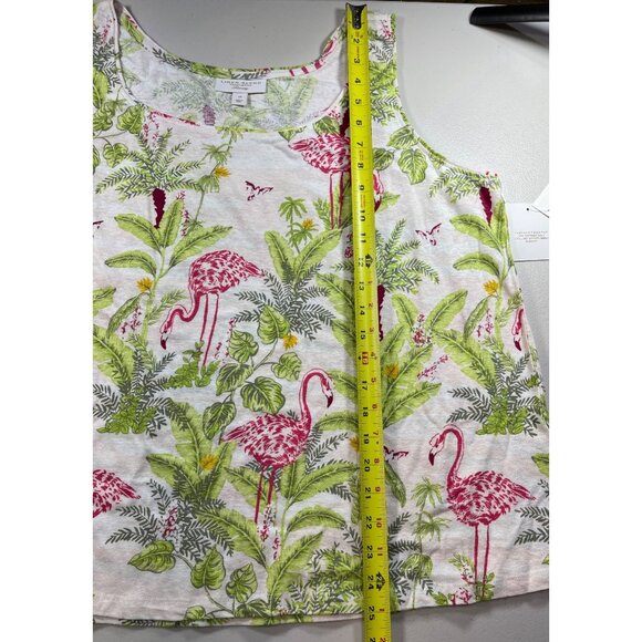 Charter Club Flamingo Print Linen Blend Tank Top 1X Sleeveless Lightweight - Picture 3 of 11